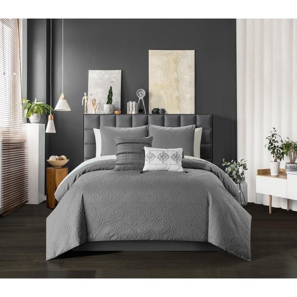 Chic Home 7 Piece Miroh Comforter Set, Gray - Twin Extra Large